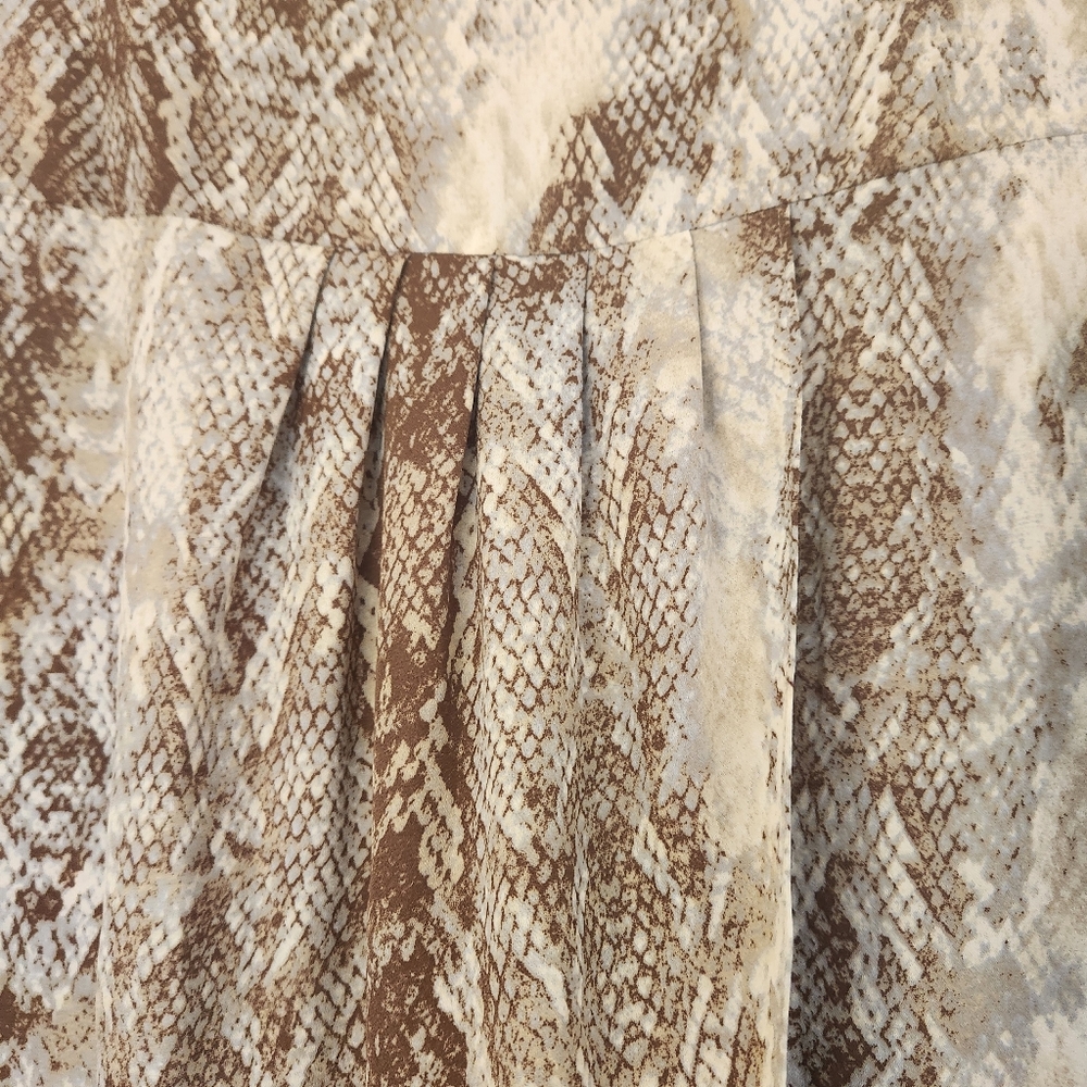 Mieka Snake Animal Print Open Back Blouse Brown Beige Sheer Flowy Top Mobwife L - Picture 9 of 12